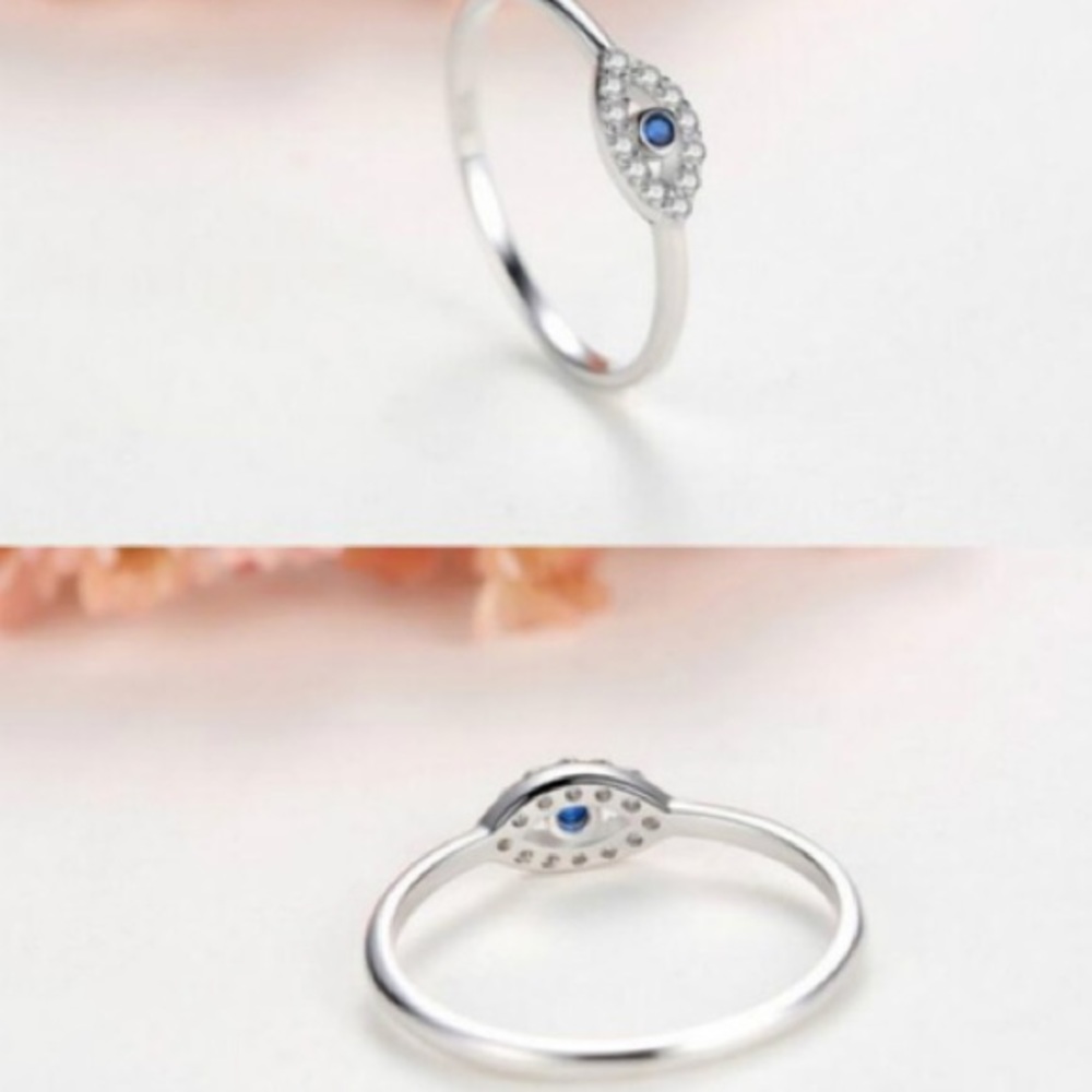 925 Sterling Silver Tiny Lucky Eye Ring - Picture 7 of 9